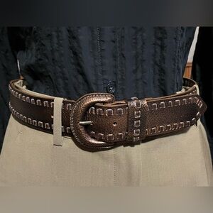 Leather Belt with covered buckle & velvet lacing